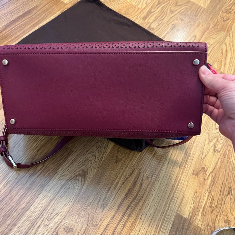 Kate Spade Cameron Street perforated Candace Maroon Satchel with dust bag - Picture 8 of 14